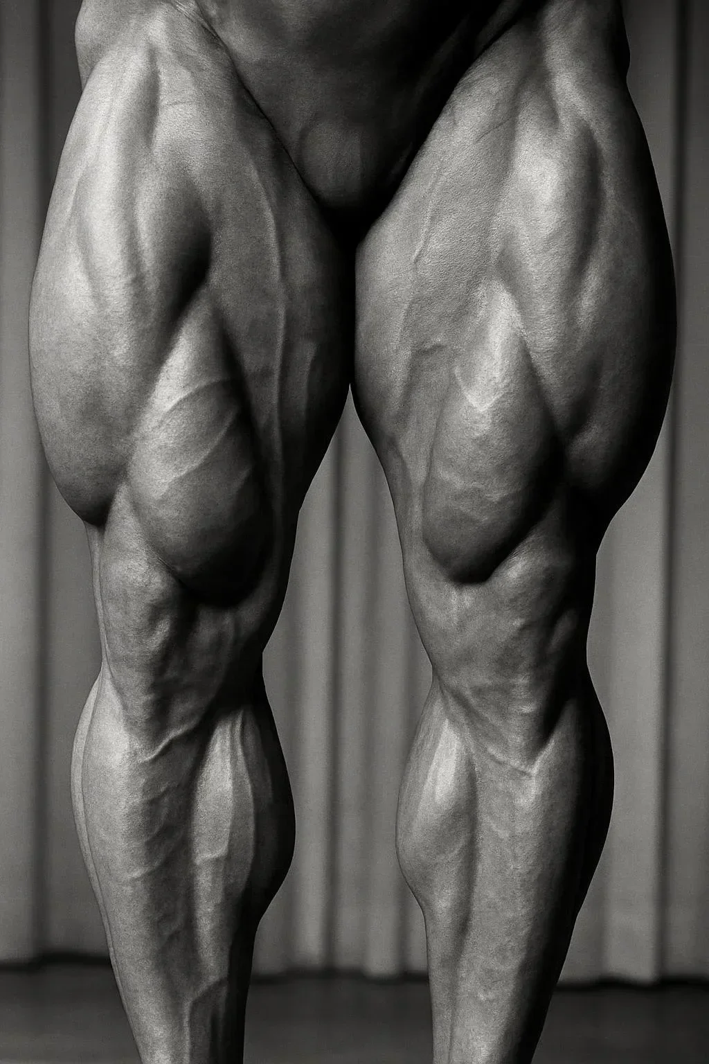 Arnold Schwarzenegger demonstrating leg extension for quad growth enhancement.