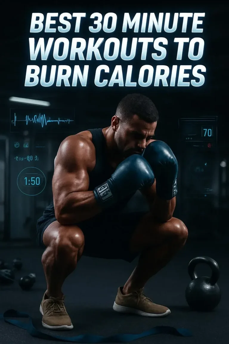 Person performing a 30-minute workout to burn calories efficiently.