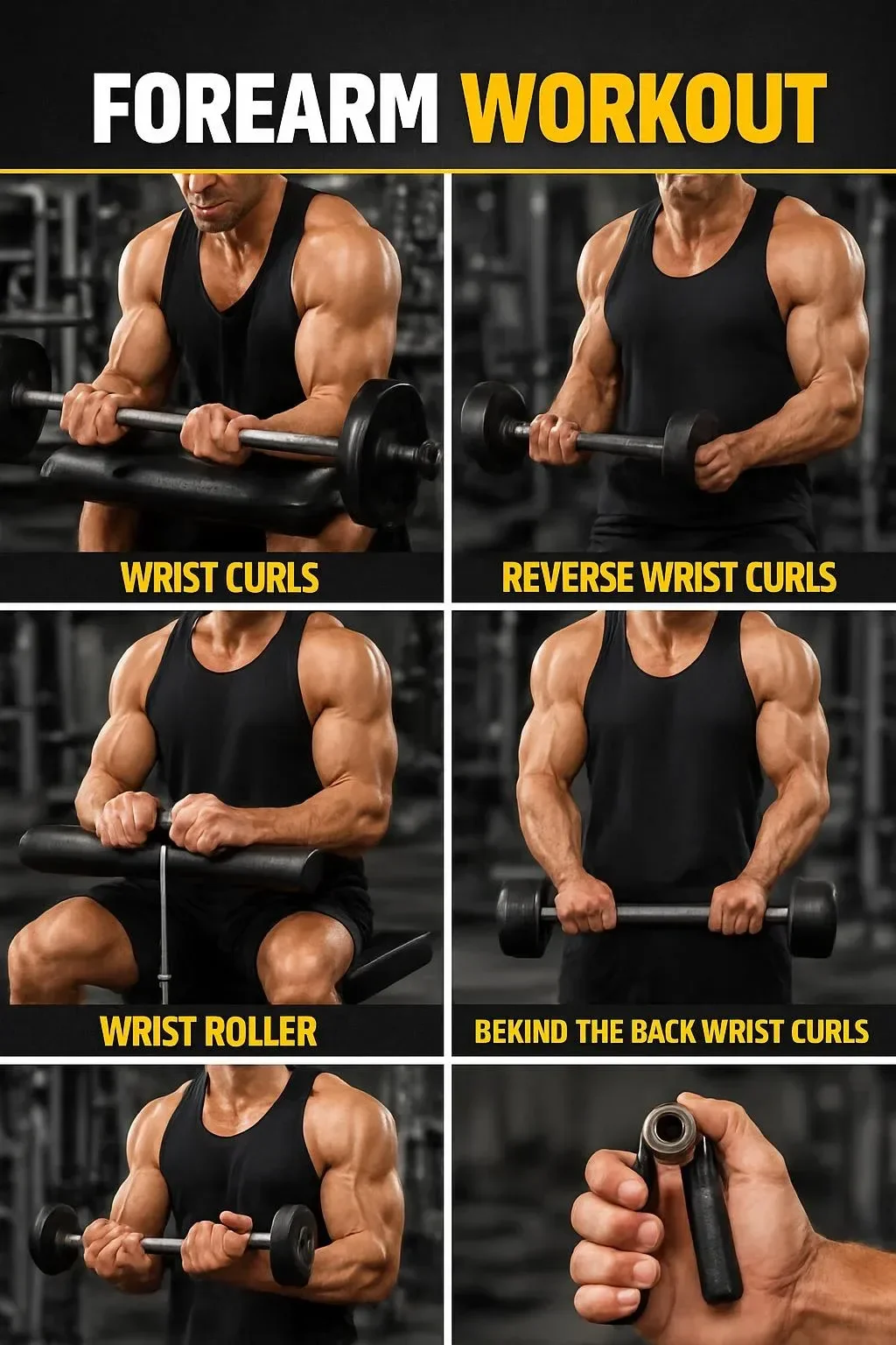 Man performing a forearm workout with weights for strength training
